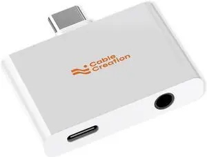 CableCreation USB C to Audio and Charger Adapter PD 100W, USB-C Headphone with Aux Jack, Type C 3.5mm Audio Jack Charging Adapter for iPhone 16 15 Pro Max Plus, Galaxy, iPad and More