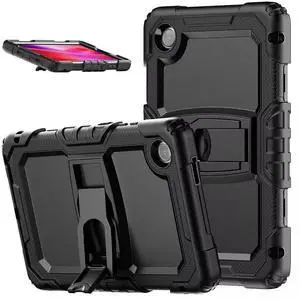 Case for Len-ovo Tab One 8.7 inch 2025, for Len-ovo Tab K9 (TB305FU), Full-Body Drop Protection Case with 360° Rotate Stand & Hand Strap [Pen Holder] & Screen Protector, Black
