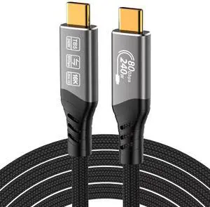 USB4 for Thunderbolt 5 Cable 3.3ft (1m) 80Gbps, 240W PD Fast Charging, 16K/8K Video, Compatible with MacBook Pro/Air, iPad Pro, Dell XPS, Surface Laptop, Galaxy Book