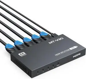 MT-VIKI HDMI Splitter 4K@60Hz, HDMI Splitter 1 in 4 Out, RGB 4:4:4, HDMI2.0b, HDCP2.2, 18Gbps, Full UHD Distributor for PS4 Fire Stick HDTV
