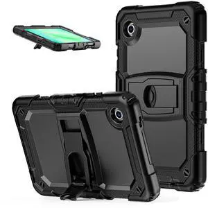 Case for Sam-sung Tab A11 8.7 Inch SM-X133 / X135(2025)/ 
A9 (2023) (SM-X110/X115/X117)  Protective with Screen Protector Pencil Holder Shoulder Strap & Stand, Drop-Proof Case (Black)