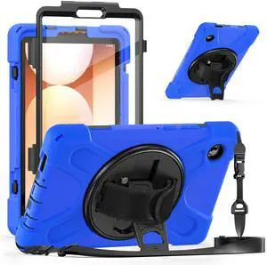 Case for Galaxy Tab A11 Case 8.7 inch SM-X133 / X135, Shockproof Hard Duty Case with 360 Rotating Stand&Hand Strap/Shoulder Strap for GALAXY Tab A11 8.7 Inch SM-X133 / X135(2025) Tablet-Blue