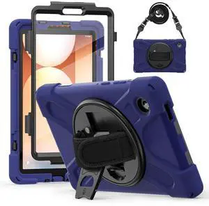 Case for Galaxy Tab A11 Case 8.7 inch SM-X133 / X135, Shockproof Hard Duty Case with 360 Rotating Stand&Hand Strap/Shoulder Strap for GALAXY Tab A11 8.7 Inch SM-X133 / X135(2025) Tablet