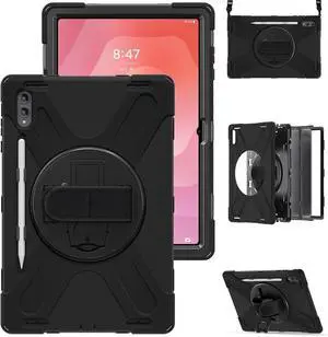 Compatible with Sam-sung Galaxy Tab S11 Ultra 14.6" 2025 (SM-X930/SM-X936B) Case with Pen Holder,Military Grade Shockproof Protective Cover Stand Hand Strap&Shoulder Strap Swivel Kickstand(Black)