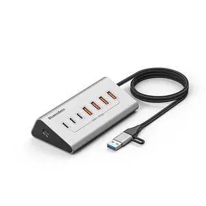 Aluminium 10Gbps USB-A 10Gbps USB-C Hub 10-Ports Data Sync USB3.2 USB 3.2 Type C Hub Splitter 12V/3A Power Adapter 7 PORTS Aluminium 10Gbps USB-A 10Gbps USB-C Hub 10-Ports Data Sync USB3.2 USB 3.2 Type C Hub Splitter 12V/3A Power Adapter 7 PORTS