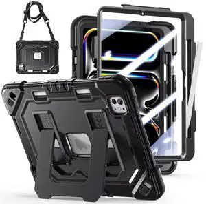 Case for iPad Pro 11 inch M5 2025 & M4 2024, 4 Layers Heavy Duty Full-Body Protection Pencil Holder, Heavy Duty Shockproof Rugged High-Impact Protective Cove Kickstand, Shoulder Strap Kids Friendly Case for iPad Pro 11 inch M5 2025 & M4 2024, 4 Layers Heavy Duty Full-Body Protection Pencil Holder, Heavy Duty Shockproof Rugged High-Impact Protective Cove Kickstand, Shoulder Strap Kids Friendly