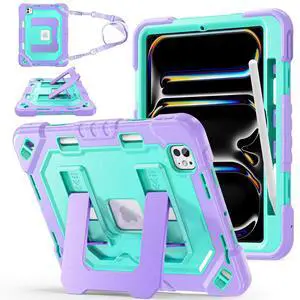 Case for iPad Pro 11 inch M5 2025 & M4 2024, 4 Layers Heavy Duty Full-Body Protection Pencil Holder, Heavy Duty Shockproof Rugged High-Impact Protective Cove Kickstand, Shoulder Strap Kids Friendly Case for iPad Pro 11 inch M5 2025 & M4 2024, 4 Layers Heavy Duty Full-Body Protection Pencil Holder, Heavy Duty Shockproof Rugged High-Impact Protective Cove Kickstand, Shoulder Strap Kids Friendly