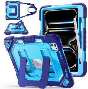 Case for iPad Pro 11 inch M5 2025 & M4 2024, 4 Layers Heavy Duty Full-Body Protection Pencil Holder, Heavy Duty Shockproof Rugged High-Impact Protective Cove Kickstand, Shoulder Strap Kids Friendly Case for iPad Pro 11 inch M5 2025 & M4 2024, 4 Layers Heavy Duty Full-Body Protection Pencil Holder, Heavy Duty Shockproof Rugged High-Impact Protective Cove Kickstand, Shoulder Strap Kids Friendly