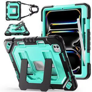 Case for iPad Pro 11 inch M5 2025 & M4 2024, 4 Layers Heavy Duty Full-Body Protection Pencil Holder, Heavy Duty Shockproof Rugged High-Impact Protective Cove Kickstand, Shoulder Strap Kids Friendly Case for iPad Pro 11 inch M5 2025 & M4 2024, 4 Layers Heavy Duty Full-Body Protection Pencil Holder, Heavy Duty Shockproof Rugged High-Impact Protective Cove Kickstand, Shoulder Strap Kids Friendly