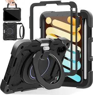 Case for iPad mini 7 (A17 Pro) 2024/ Mini 6 8.3-Inch Kids Friendly | Drop-Proof Protection Cover with 360° Rotate Stand & Handle & Shoulder Strap & Pencil Holder Case for iPad mini 7 (A17 Pro) 2024/ Mini 6 8.3-Inch Kids Friendly | Drop-Proof Protection Cover with 360° Rotate Stand & Handle & Shoulder Strap & Pencil Holder