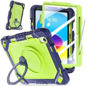 Case for iPad (A16) 11th Generation 11 inch 2025/10th Generation 10.9 inch 2022, Shockproof Cover with 360° Rotate Handle/Bracket/Pen Holder/Shoulder Strap Navy Blue+Green Case for iPad (A16) 11th Generation 11 inch 2025/10th Generation 10.9 inch 2022, Shockproof Cover with 360° Rotate Handle/Bracket/Pen Holder/Shoulder Strap Navy Blue+Green