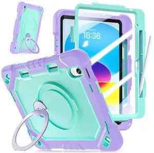 Case for iPad (A16) 11th Generation 11 inch 2025/10th Generation 10.9 inch 2022, Shockproof Cover with 360° Rotate Handle/Bracket/Pen Holder/Shoulder Strap Taro Purple Mint green Case for iPad (A16) 11th Generation 11 inch 2025/10th Generation 10.9 inch 2022, Shockproof Cover with 360° Rotate Handle/Bracket/Pen Holder/Shoulder Strap Taro Purple Mint green