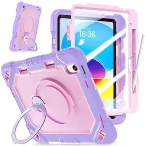 Case for iPad (A16) 11th Generation 11 inch 2025/10th Generation 10.9 inch 2022, Shockproof Cover with 360° Rotate Handle/Bracket/Pen Holder/Shoulder Strap Taro Purple Rose Gold Case for iPad (A16) 11th Generation 11 inch 2025/10th Generation 10.9 inch 2022, Shockproof Cover with 360° Rotate Handle/Bracket/Pen Holder/Shoulder Strap Taro Purple Rose Gold