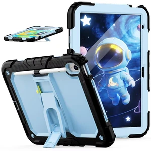 Case for iPad (A16) 11th/10th Generation 11''/10.9'' 2025/2022, Full-Body Drop Protection Case with Screen Protector Foldable Kickstand/Stand, Black and Blue Case for iPad (A16) 11th/10th Generation 11''/10.9'' 2025/2022, Full-Body Drop Protection Case with Screen Protector Foldable Kickstand/Stand, Black and Blue