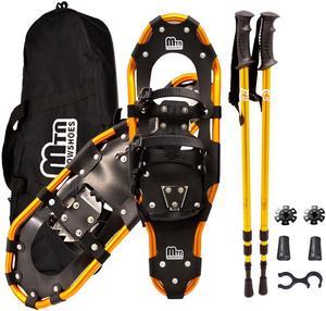 Snowshoes, Aluminum Snow Shoes for Men and Women with Snowshoes Poles, Outbound Snowshoes with Carrying Bag and Adjustable Trekking Poles, Adult Snowshoe Kit 30 Yellow