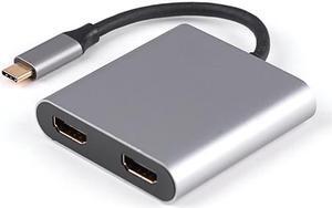 USB C to Dual HDMI Adapter, Dual Monitors Adapter USB C Adapter USB C Hub with 2 HDMI Docking Station 4K @60hz for Laptop HP/Dell/Surface/Lenovo/Thinkpad/Chromebook