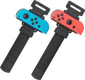 Upgraded Wrist Bands Compatible with Just-Dance 2024 2023 2022 2021, Adjustable Elastic Straps Compatible with Nintendo Switch & Switch OLED Controllers, 2 Pack for Kids and Adults - Black