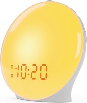 Wake Up Light Sunrise Alarm Clock for Kids, Heavy Sleepers, Bedroom, with Sunrise Simulation, Sleep Aid, Dual Alarms, FM Radio, Snooze, Nightlight, Daylight, 7 Colors, 7 Natural Sounds, Ideal for Gift