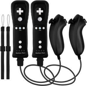 2 Pack Wii Remote Controller with Nunchuk Controller,Wireless Controller with Built in Motion Plus for Nintendo Wii & Wii U Console(Black)