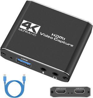 Capture Card, Audio Video Capture Card with Microphone 4K HDMI Loop-Out, 1080p 60fps Video Recorder for Gaming/Live Streaming/Video Conference, Works for Camera/PC