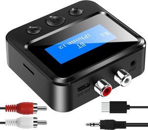 Bluetooth Transmitter Receiver for TV, Bluetooth Receiver for Home Stereo with RCA 3.5mm AUX & Display, Music Audio Adapter for Headphones/Speakers/Airplane/Home Theater/PC/Car, with TF Card Output
