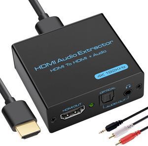 HDMI Audio Extractor 4K HDMI to Optical 3.5mm AUX Audio Adapter Splitter Converter Supports HDCP Digital DTS 5.1 PCM
