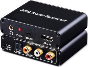 HDMI ARC Adapter 192KHz HDMI ARC Audio Extractor with Digital Optical TOSLINK SPDIF Coaxial, HDMI ARC to RCA Audio Converter Analog 3.5mm L/R Stereo, Audio Splitter for HDTV Soundbar Amplifier