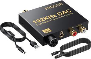 192kHz Digital to Analog Audio Converter Support Dolby AC-3 DTS 5.1CH with Volume Adjustable, Optical to L/R DAC Decoder, Digital DAC Converter SPDIF TOSLINK to Stereo L/R & 3.5mm Jack