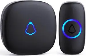 Wireless Doorbell, Easy Installation, Waterproof, Adjustable Volume, 58 Chimes, Colorful LED, 1000Ft Range, M520+F55, Black