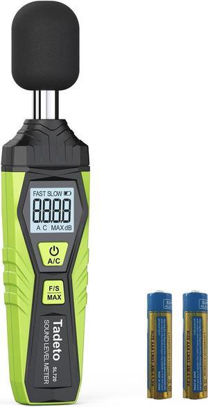 Decibel Meter, Digital Sound Level Meter Portable SPL Meter 30dB to 130dB MAX Data Hold with LCD Display Backlight A/C Weighted for Home Factories