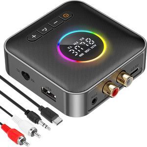 Bluetooth 5.4 Transmitter Receiver 3-in-1 Bluetooth Adapter HiFi Audio Bluetooth Receiver FM Transmitter with LED Display 3.5 mm AUX RCA USB for TV/Car/PC/Home Stereo/Speakers