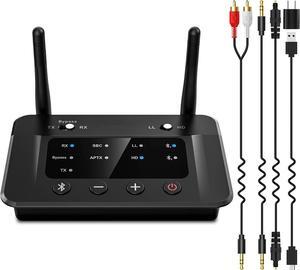 Bluetooth 5.3 Transmitter Receiver for TV Home Stereo BT Headphones, aptX Low Latency and HD Bluetooth Audio Adapter, Wired and Wireless Splitter, Optical RCA AUX 3.5mm Inputs/Outputs