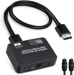 4K@60Hz HDMI 2.0b Audio Extractor Converter, HDMI to HDMI ARC + Optical Toslink SPDIF + 3.5mm Stereo Audio Output, HDMI Audio Splitter Adapter supporting HDCP2.2 Digital PCM DTS 5.1, including optical