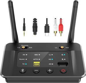 TV Bluetooth Transmitter, Upgraded USB Driver, Bluetooth 5.3, DAC Chip, Dual Device Connection, Long Range, aptX HD/LL/AD, Optical/AUX/RCA, Bluetooth Receiver and Adapter for TV/PC/Home Stereo