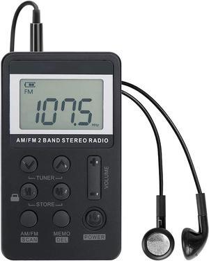 Personal AM/FM Pocket Radio Portable, Mini Digital Tuner Walkman Radio with Rechargeable Battery, Headphones, Lock Screen for Walking/Jogging/Gym/Camping Electronics