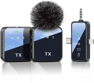3-in-1 Microphone for iPhone/Android/Camera, Wireless Lavalier Microphone, 328 ft. Transmission, 18 Hour Battery Life, Mini Microphone for Recording Interviews, Video Blogging, YouTube, Tiktok