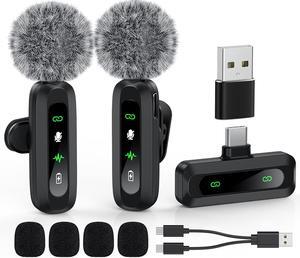USB C Lavalier Microphone Wireless Mini Microphone for Type-C Android Phone/Tablet/PC Video Recording Clip-on Microphone with Rotatable Clips and Noise Reduction Recording, Perfect for Vlog Tiktok You