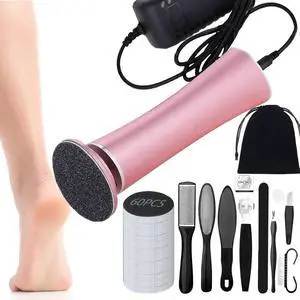 Electric Foot Callus Remover, Smooth Pedicure Stick with 60 Grit Pads, Foot Scrubber File, Foot Pedicure Tool, Heel Scraper for Cracked Feet