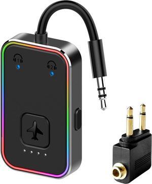 2025 Ultra Airplane Bluetooth 5.4 Transmitter for All Headphones, aptX LL, Supports 2 Headphones/AirPods, Wireless Audio Adapter for Flight, TV, Gym, Tablet, Metal Frame