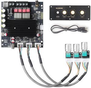 T100HS-W Amplifier Board with Subwoofer 2.0 Channels 100W×2, TPA3221 Pieces 12V-30V Audio Amplifier with Front Panel