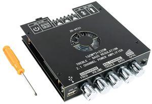 TDA7498E Bluetooth Amplifier Board 160W×2+220W Subwoofer 2.1 Channel Audio Receiver Power Amplifier Module with Treble and Bass Controls for DIY Speakers