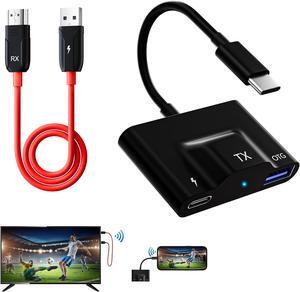 Wireless HDMI Transmitter and Receiver, Portable USB C to HDMI Wireless Transmitter Kit, Mirror Small Screen to Large Screen, Support Projection of YouTube/Netflix/Hulu and other Streaming Media, Plug