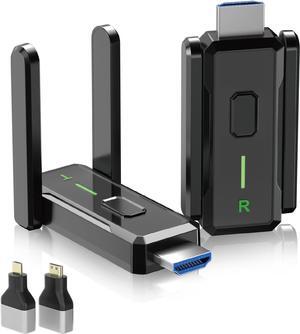 Wireless HDMI Transmitter and Receiver, 492-Foot Wireless HDMI Extender with Adapter, Plug and Play 2.4/5GHz Antenna Enhanced Signal, 4K Decoding 1080P Output to Laptop/Box Monitor/Projector