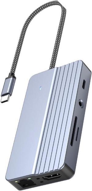 Compact C Docking Station USB C to HDTV Adapter with HDTV 4K USB3.0 Ethernet 3.5mm and Storage Expansion Adapter