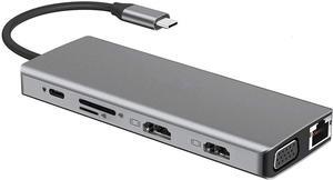 Type-c Docking Station 12-in-1 Dual HDMI HD 4K Simultaneous Expansion Hub Laptop Gigabit RJ45 Hub