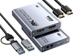 Video Capture Card, Audio Video Capture Card, USB 3.0 Capture Card 4K HDMI Loop Out, 1080P 60FPS / 2K 30FPS Video Game Capture for Streaming Media