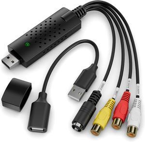 Video Capture Card, RCA to USB Video Capture Device, USB 2.0 VHS to Digital Converter, VCR to Video Converter, Convert from VCR VHS Mini DV Hi8 DVD to Digital to Digital DVD for MAC/PC