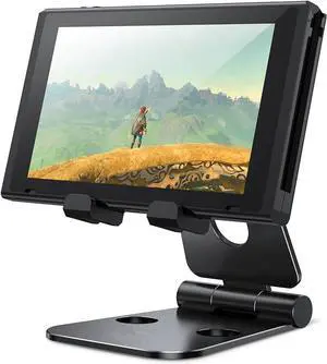 Adjustable Phone Tablet Stand, Switch Game Stand, Foldable Desktop Stand Dock, Compatible with iPad Mini, 9.7 inch iPad Pro Air, Phone 12 Mini 11 Pro Xs Xs Max Xr X 8 7 6 6s Plus SE (4-10'')
