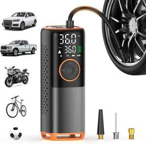 Tire Inflator Portable Air Compressor-160 PSI Car Tire Air Pump with Tire Pressure Gauge, Portable Car, Bicycle, Motorcycle Tire Inflator, Men Husband Father Gift