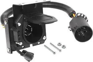 Multi-Directional Trailer 7-Way Blade and 4-Way Flat Trailer Wiring Adapter for Ford GM Ram GMC Sierra Grand Cherokee, Dual Output Vehicle Side Trailer Lights Plug Connector Harness USCAR Requires 7-P